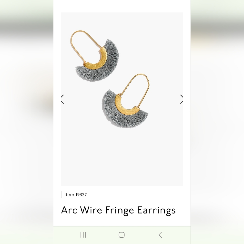 Madewell Arc Wire Brass & Gray Fringe Earrings
